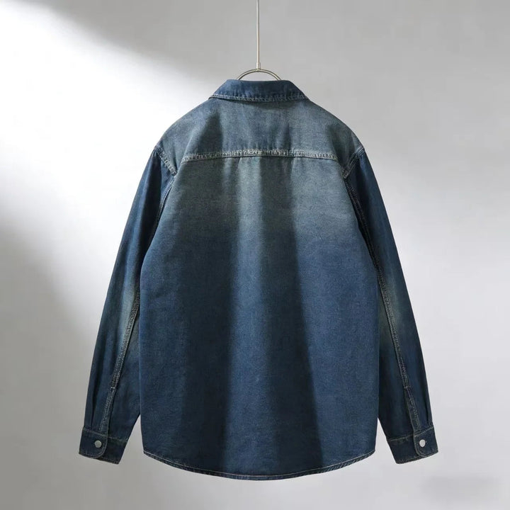 Men's Vintage-Style Loose Denim Overshirt – Classic Casual Layering Jacket