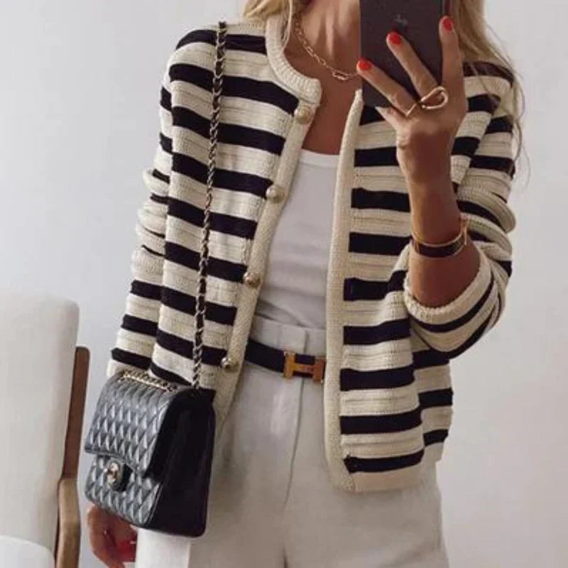 Valerie | High-quality striped wool cardigan