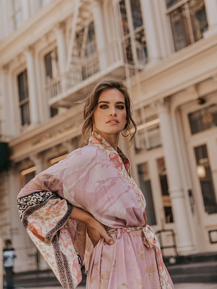 Women's kimono with floral pattern – Light summer kimono