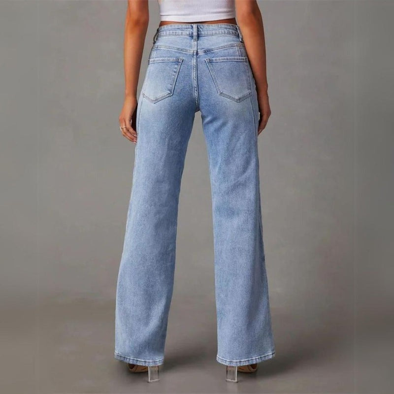Jean large pour femme à taille haute
