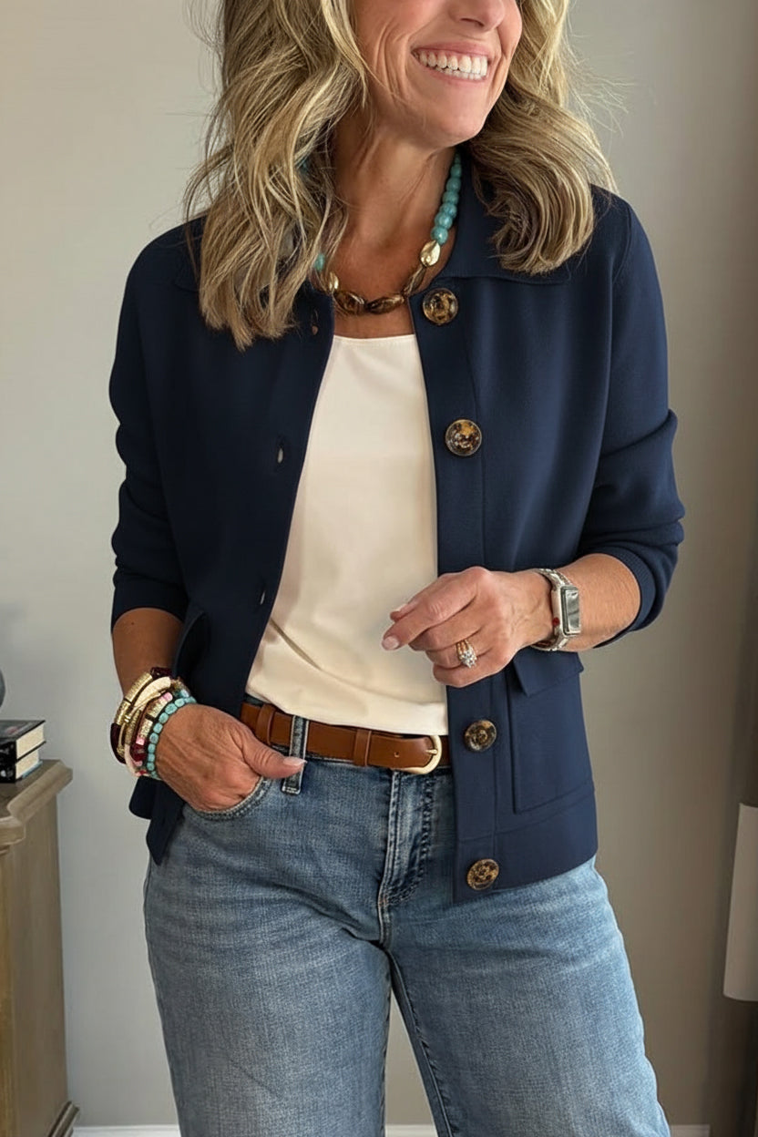 Damen Casual Blazer mit Reverskragen und Taschen