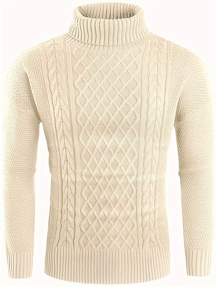 Ambrose | Herren Pullover Zopfmuster mit Rollkragen