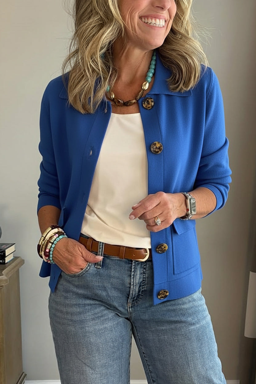 Damen Casual Blazer mit Reverskragen und Taschen
