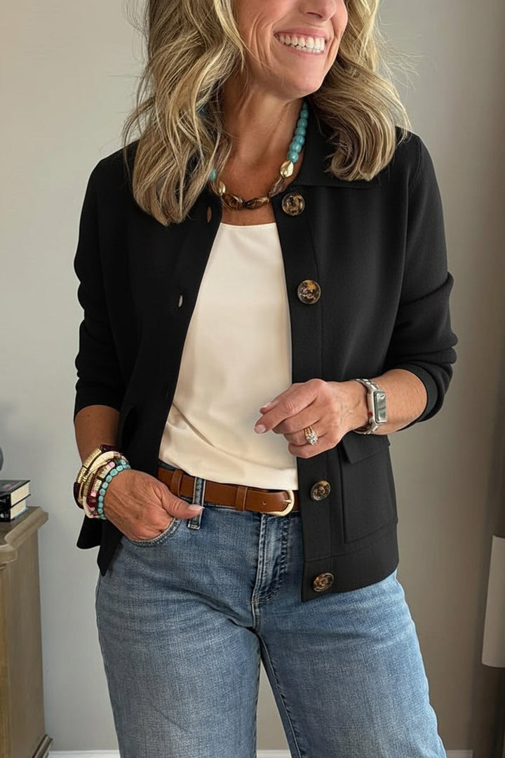 Damen Casual Blazer mit Reverskragen und Taschen