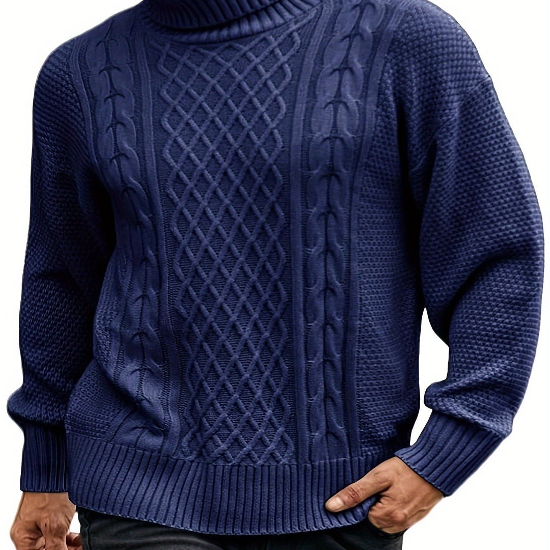 Ambrose | Herren Pullover Zopfmuster mit Rollkragen