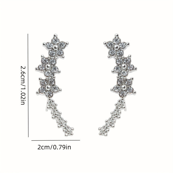 Women's Sparkling Clip-On Earrings with Flower and Star Motif – Elegant Jewelry