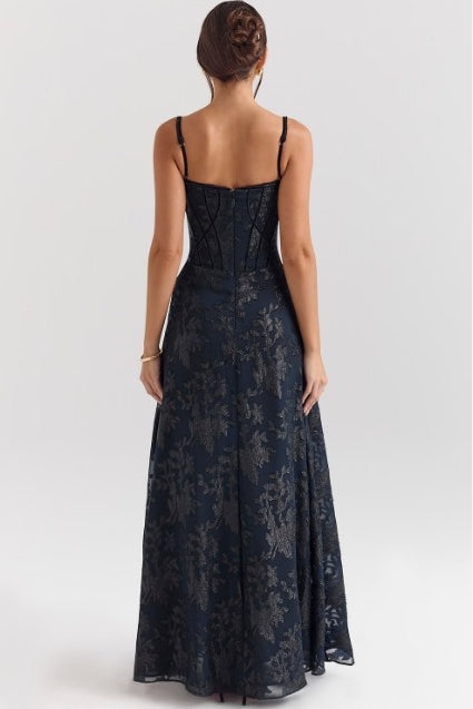 Damen Spaghettiträger Chiffon Blumenkleid Für Formelle Anlässe – Elegantes Maxikleid