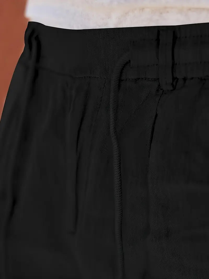 Men's Wide-Cut Linen Pants – Casual Summer Pants with Drawstring
