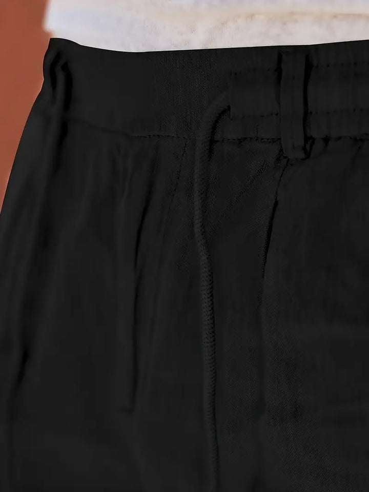 Men's Wide-Cut Linen Pants – Casual Summer Pants with Drawstring