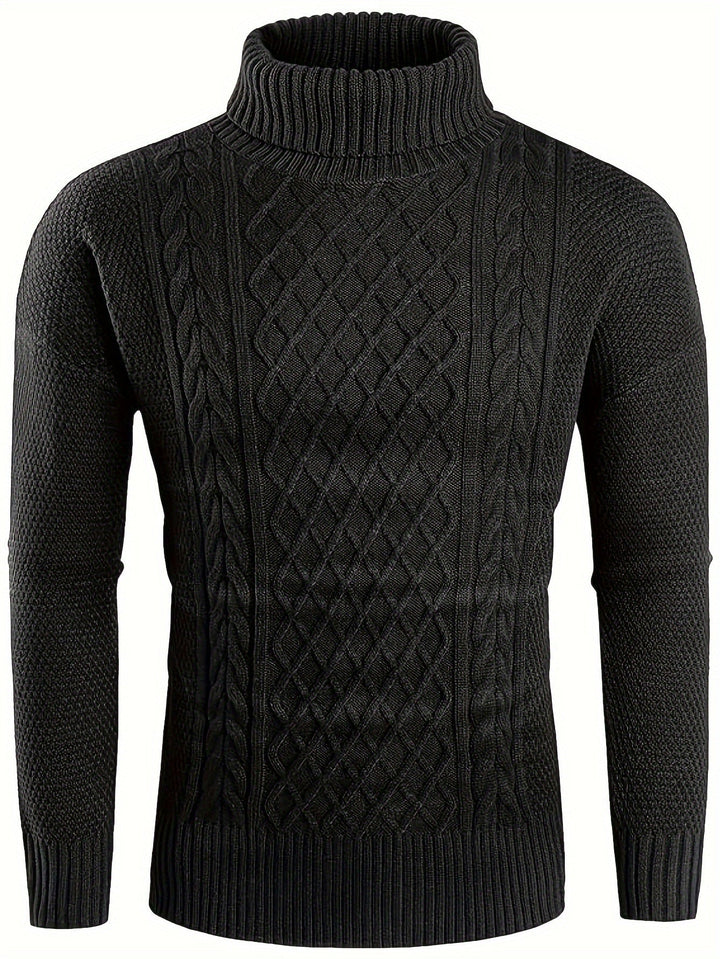 Ambrose | Herren Pullover Zopfmuster mit Rollkragen