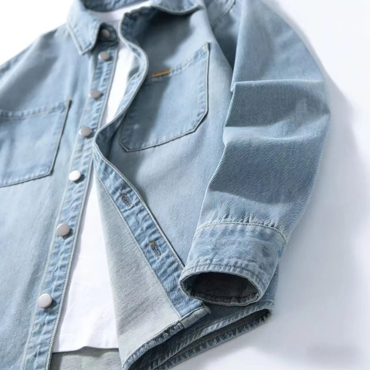 Men's Vintage-Style Loose Denim Overshirt – Classic Casual Layering Jacket