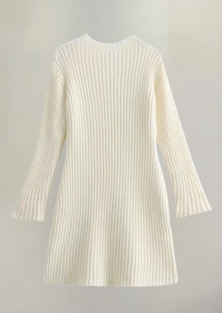 Women's knitted dress – rib knit – long sleeve – comfortable fit