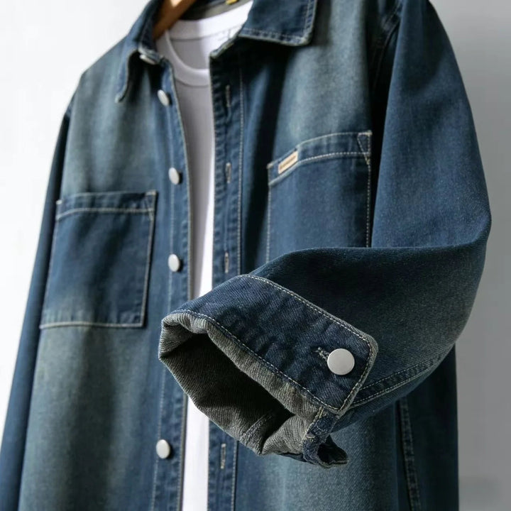 Men's Vintage-Style Loose Denim Overshirt – Classic Casual Layering Jacket