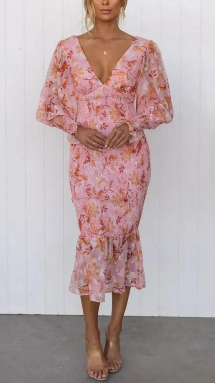 Floral midi dress for women | Elegant summer dress made of high-quality, lightweight fabric
