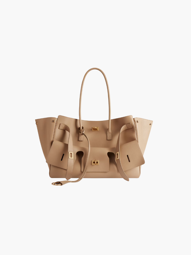 Luxurious vegan leather beach bag – woven tote for women