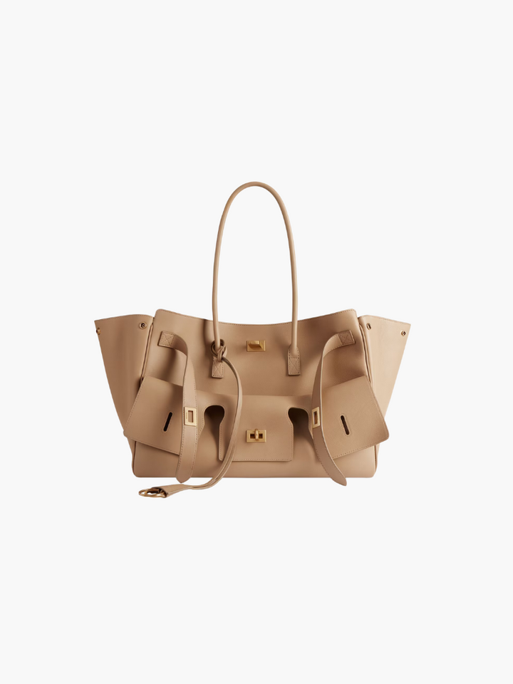 Luxurious vegan leather beach bag – woven tote for women