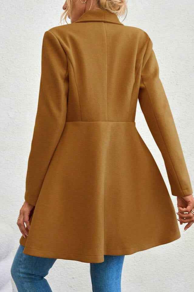 Damen Slim-Fit Langer Mantel mit Reverskragen