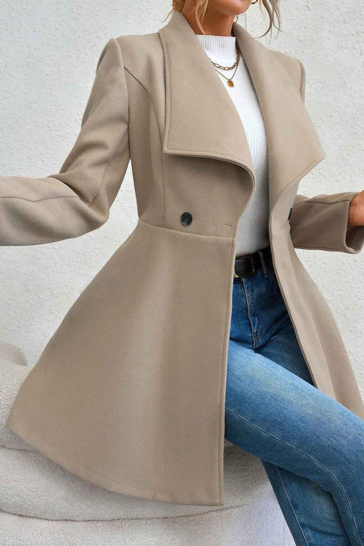 Damen Slim-Fit Langer Mantel mit Reverskragen