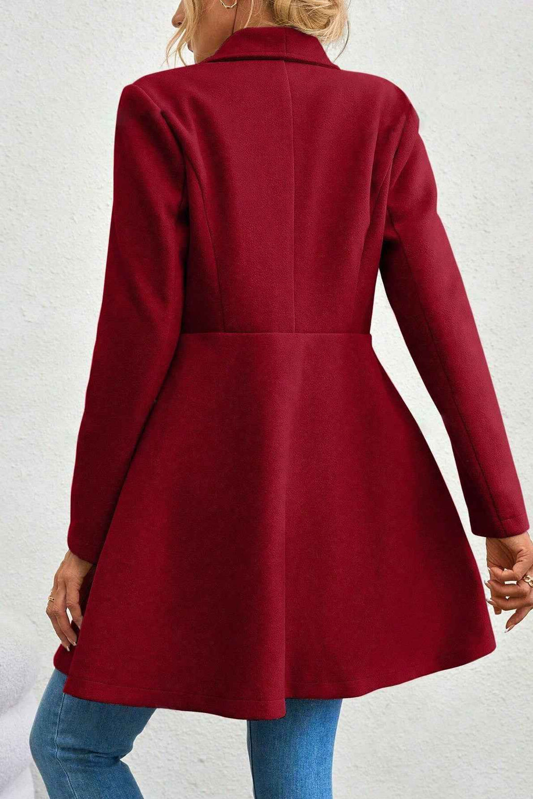 Damen Slim-Fit Langer Mantel mit Reverskragen