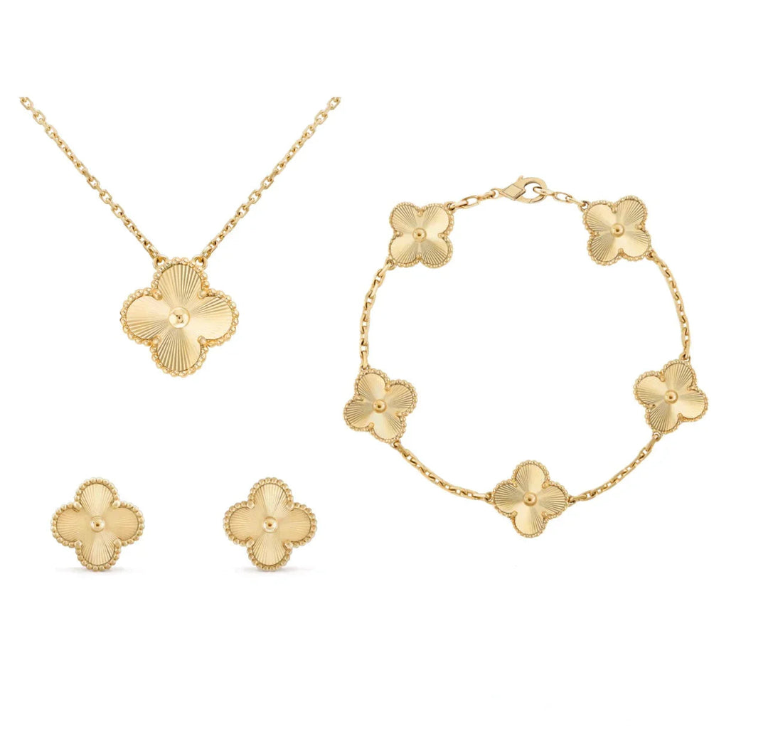Women's Clover Style 3-in-1 Jewelry Set – Luxury Necklace Bracelet Earrings