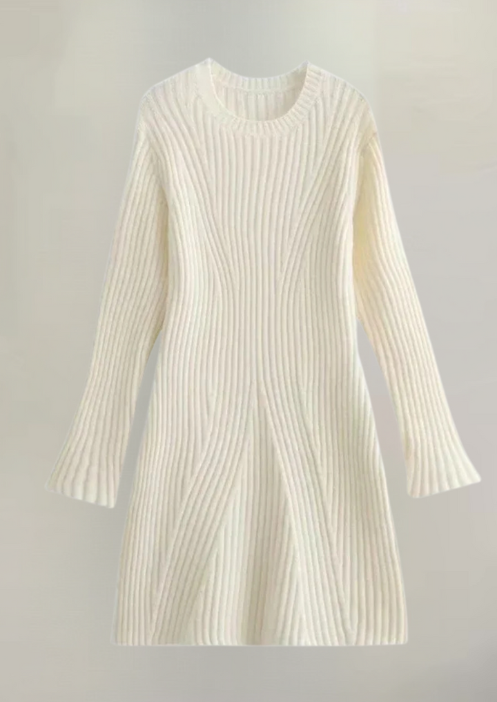 Women's knitted dress – rib knit – long sleeve – comfortable fit