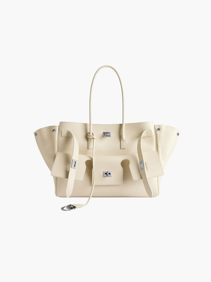 Luxurious vegan leather beach bag – woven tote for women