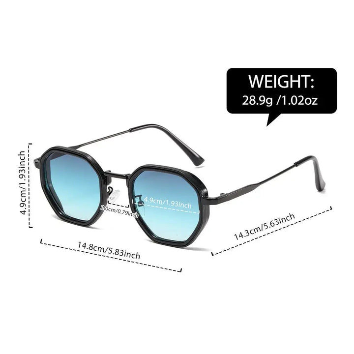 Lunettes de soleil vintage en métal polygonal avec verres bruns – rétro
