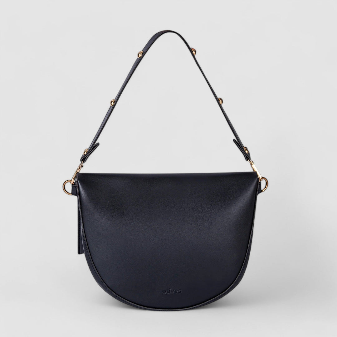 Bolso de hombro vintage para mujer – Cuero vegano con bolsa y correa de lona