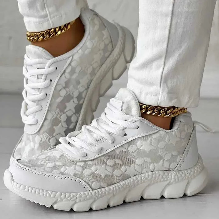 Women's White Mesh Orthopedic Sneakers – Arch Support Comfort Shoes