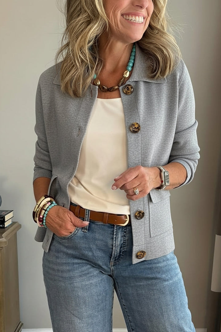 Damen Casual Blazer mit Reverskragen und Taschen