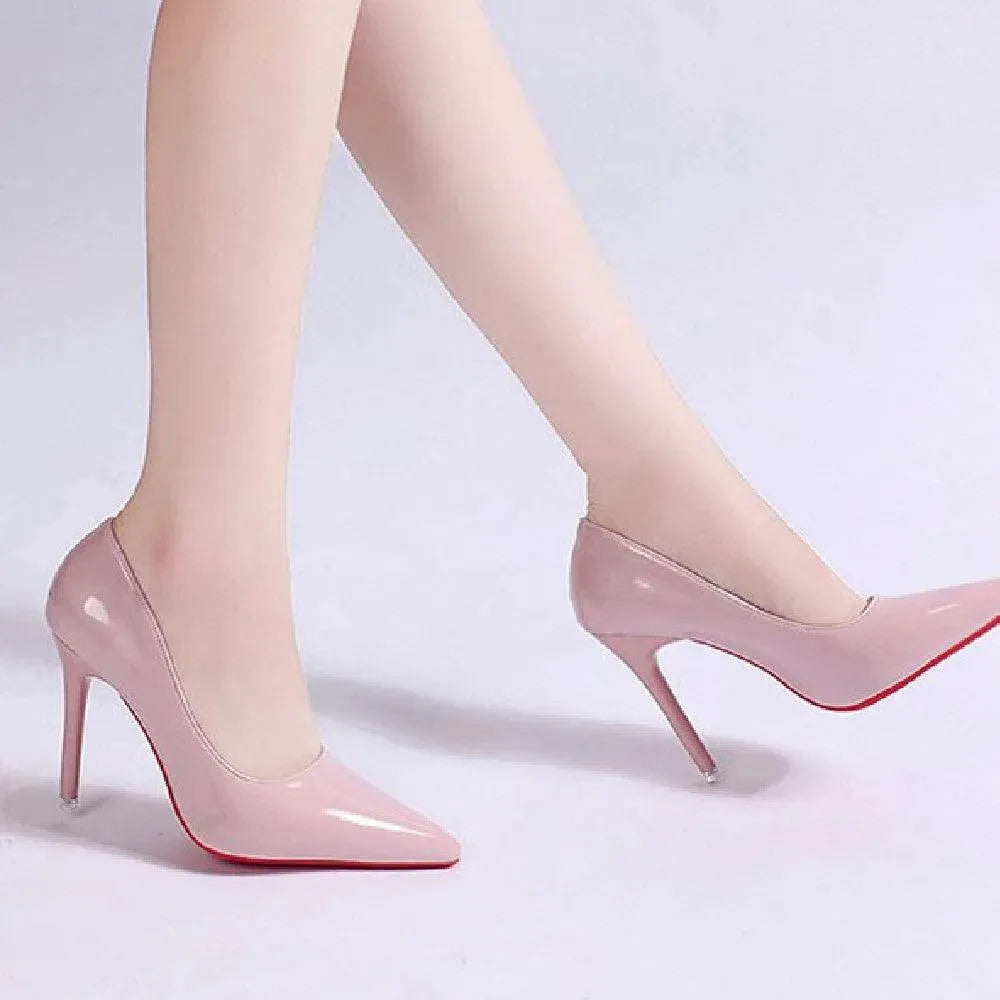 Damen Glänzende Leder High Heel Stilettos – Elegante Abend-Pumps