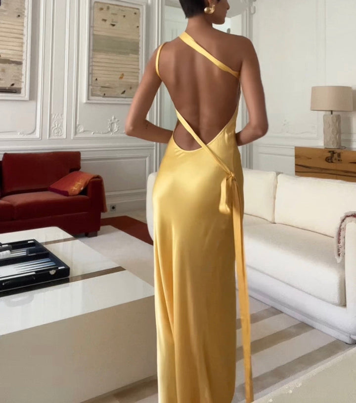 Robe maxi décolletée pour femmes avec lacets – Élégante robe de soirée d'été