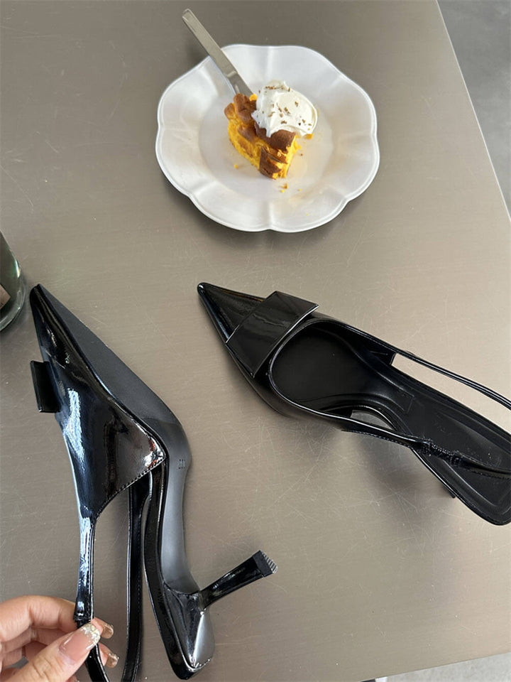 Women's Sandals with Square Buckle Pointed Stiletto Mid-Heel – Elegant Heels