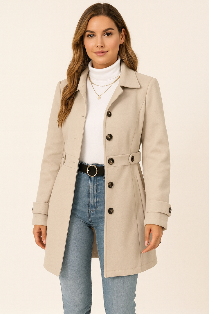 Herbst Damen Trenchcoat Gürtel Tailliert Tussenseizoen
