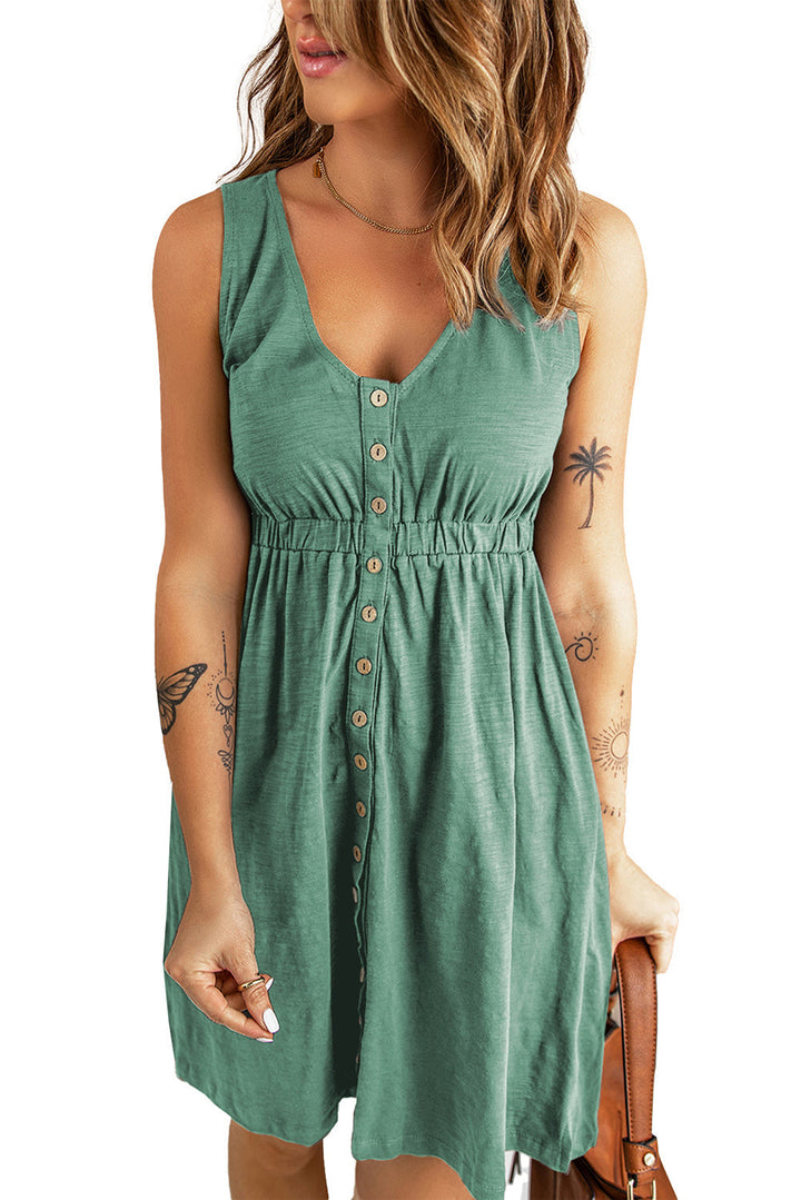 Armelloses Mini Dress Tencel - Modal High Waist Draped Detail