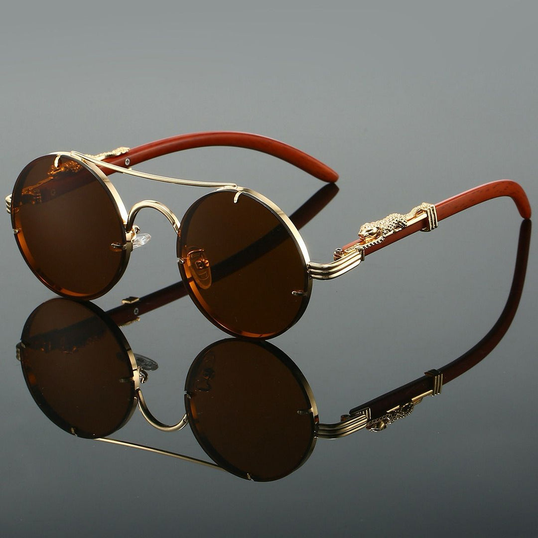 Retro Runde Metallrahmen Sonnenbrille - Gold