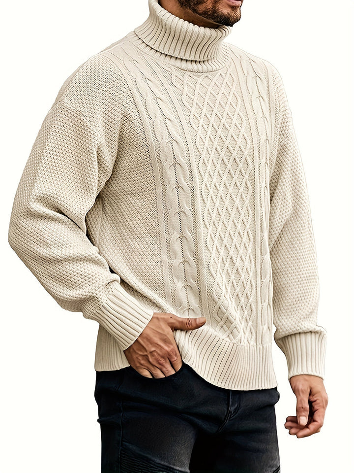 Ambrose | Herren Pullover Zopfmuster mit Rollkragen