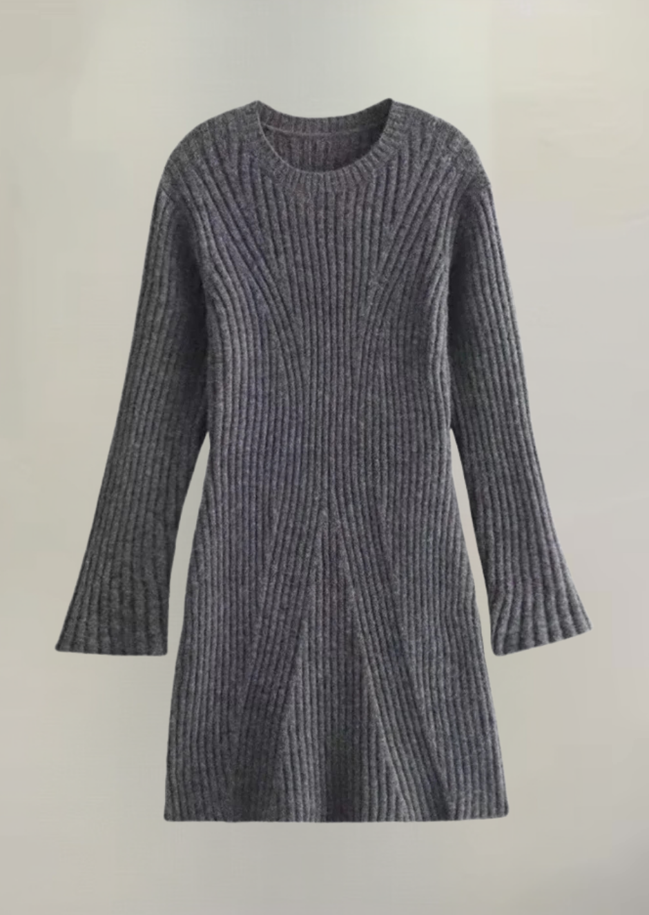 Women's knitted dress – rib knit – long sleeve – comfortable fit