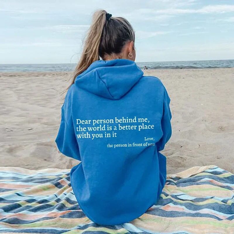 Damen Weißer Oversize Hoodie – "Dear Person Behind Me" Sweatshirt