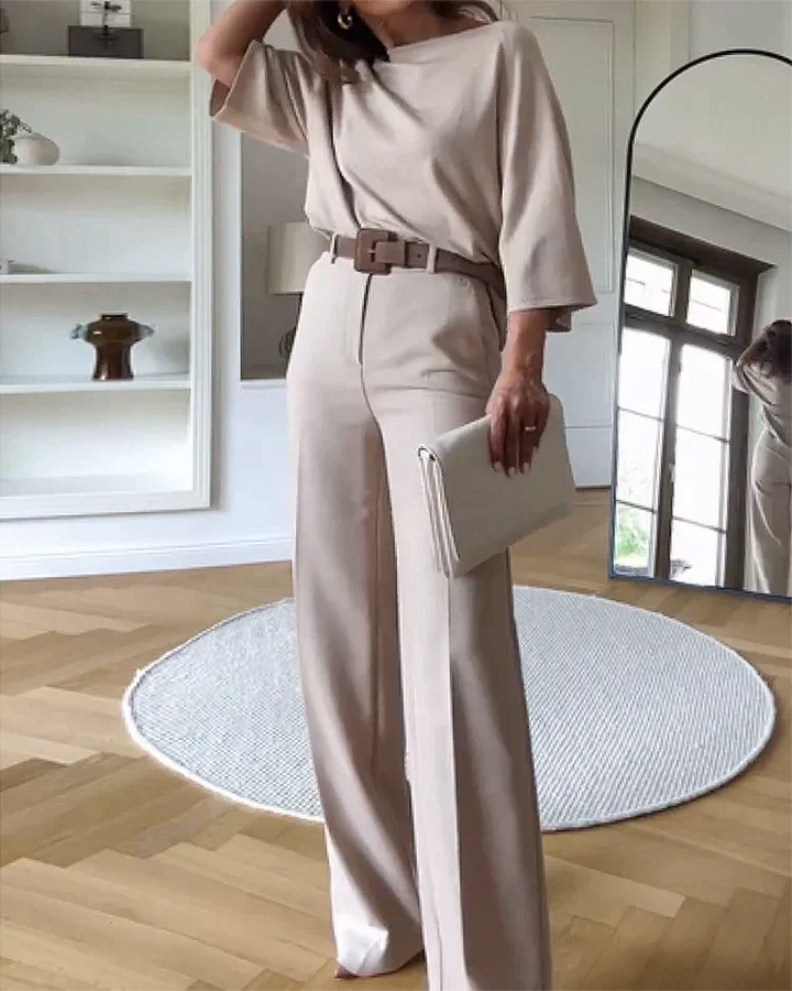 Ensemble femme en coton - Look décontracté avec taille élastique - Ensemble d'été