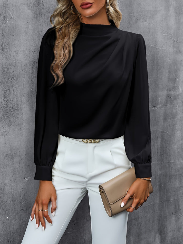 Damen Rollkragen Langarmbluse – Eleganter Büro-Look