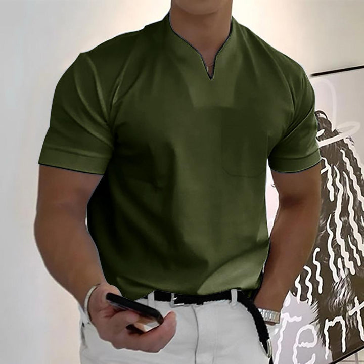 Herren Slim Fit V-Ausschnitt Poloshirt – Lässiges Stylisches Sommer Oberteil