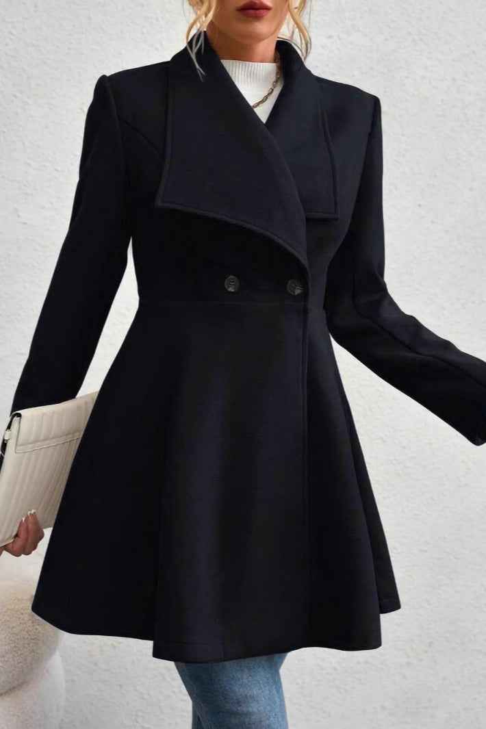 Damen Slim-Fit Langer Mantel mit Reverskragen