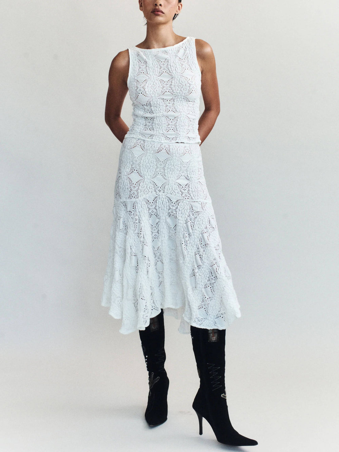 Women's Crew Neck Short Top & Skirt Two-Piece Set – Stylish Summer Outfit