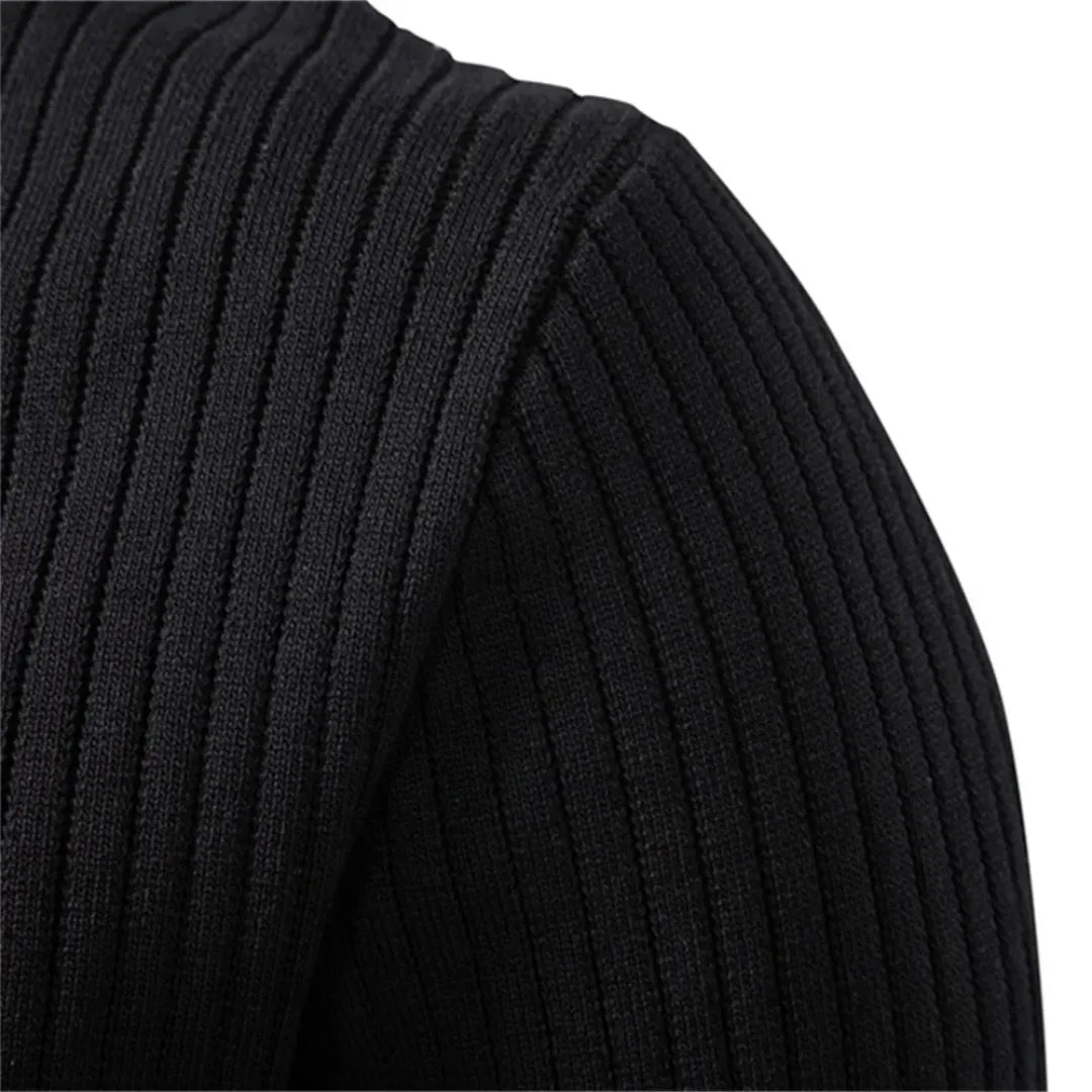 Men's Crew-Neck Sweater with Button Placket for Everyday Use