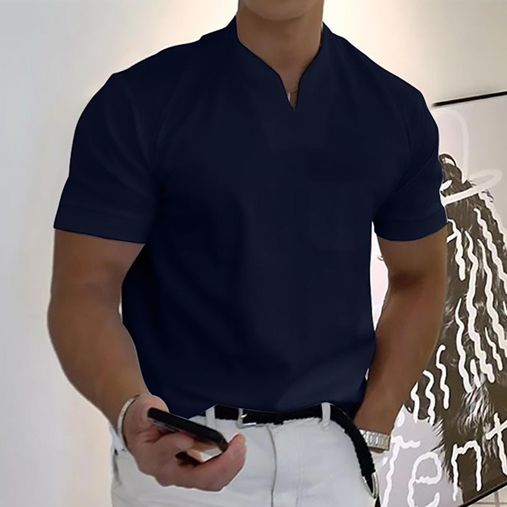 Herren Slim Fit V-Ausschnitt Poloshirt – Lässiges Stylisches Sommer Oberteil