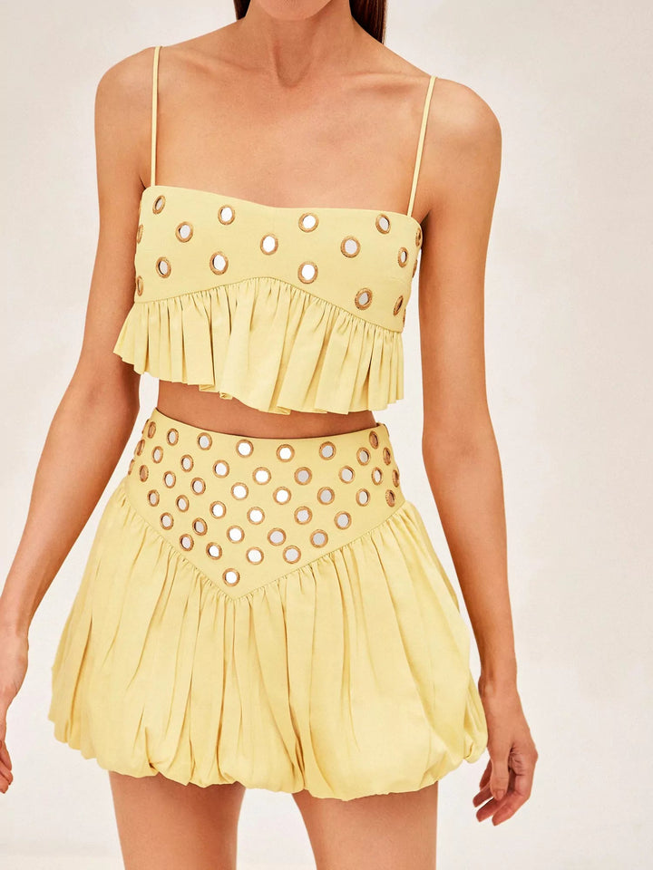 Women's Sequin Mirror Skirt Set – Shiny Party Two-Piece Outfit