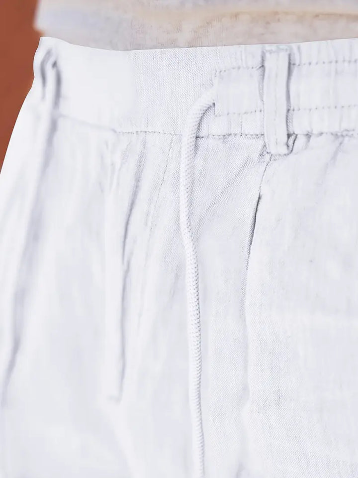Men's Wide-Cut Linen Pants – Casual Summer Pants with Drawstring