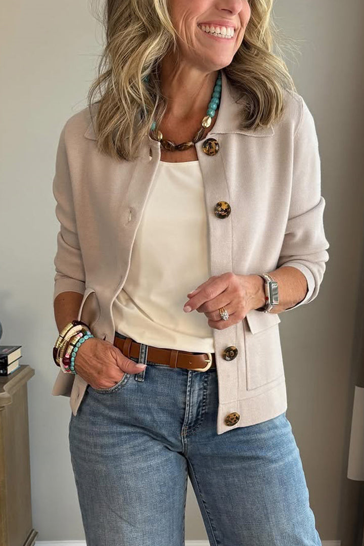 Damen Casual Blazer mit Reverskragen und Taschen