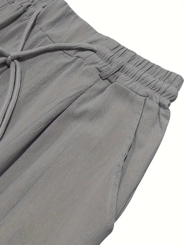 Men's Wide-Cut Linen Pants – Casual Summer Pants with Drawstring
